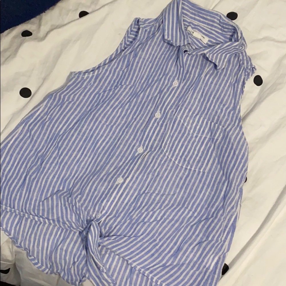 White and blue top